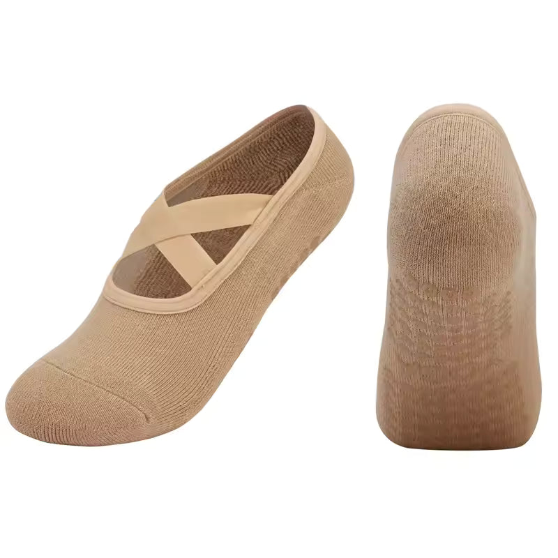 Women's Breathable Yoga Socks with Non-Slip Silicone Bands - Ideal for Pilates, Ballet Dance, Fitness, & Workout. Cotton Style.