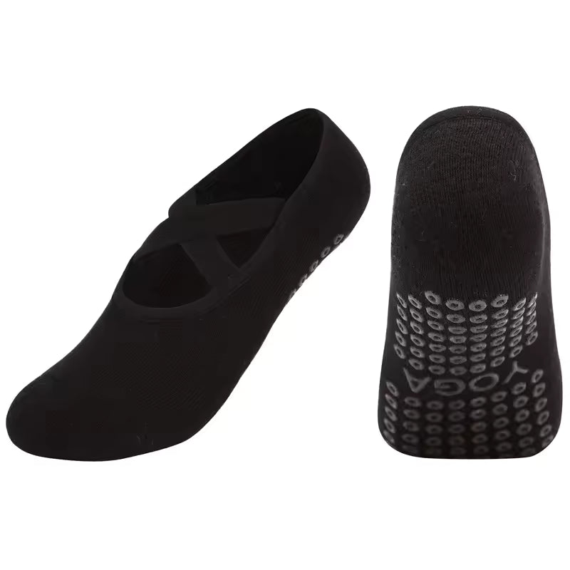 Women's Breathable Yoga Socks with Non-Slip Silicone Bands - Ideal for Pilates, Ballet Dance, Fitness, & Workout. Cotton Style.