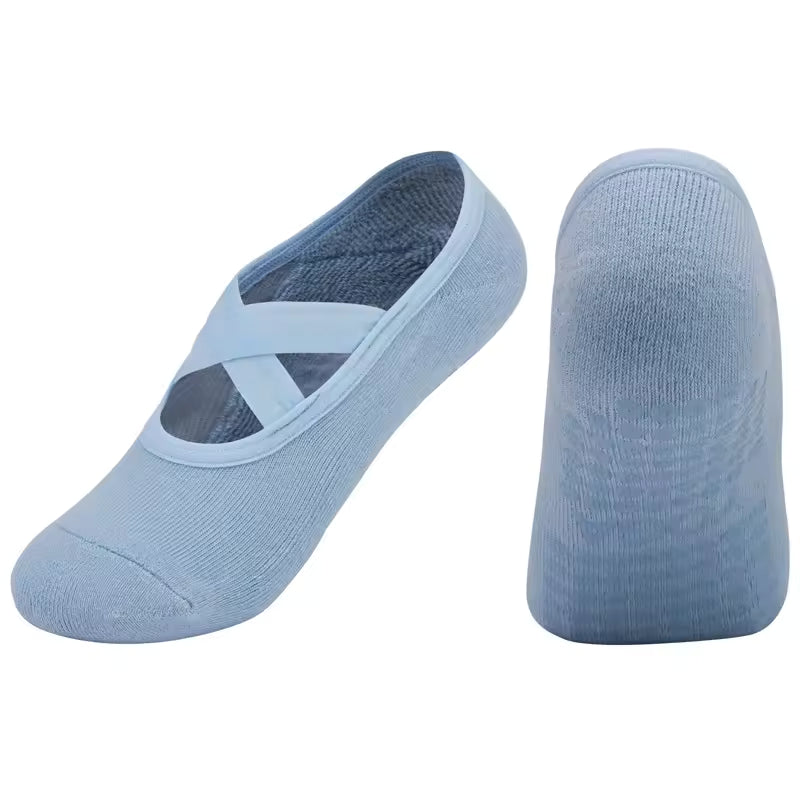 Women's Breathable Yoga Socks with Non-Slip Silicone Bands - Ideal for Pilates, Ballet Dance, Fitness, & Workout. Cotton Style.