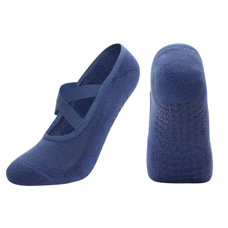 Women's Breathable Yoga Socks with Non-Slip Silicone Bands - Ideal for Pilates, Ballet Dance, Fitness, & Workout. Cotton Style.