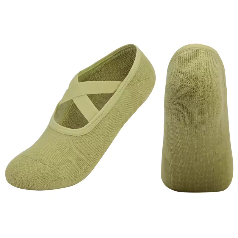 Women's Breathable Yoga Socks with Non-Slip Silicone Bands - Ideal for Pilates, Ballet Dance, Fitness, & Workout. Cotton Style.
