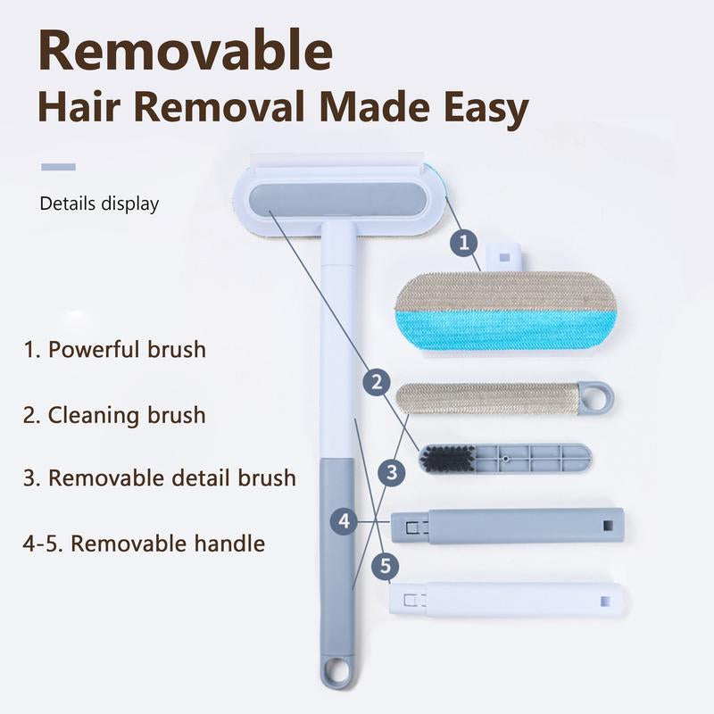 【4 in 1】Pet Hair Removal Tool, Lint Cleaner for Dog & Cat Hair, Gently Effective on Furniture, Carpets, Clothing, Bedding, Cat/Dog Hair Remover with Extra Long Handle & Multi-Functional, Reusable, Washable Brush Pet Hair Removal Tool