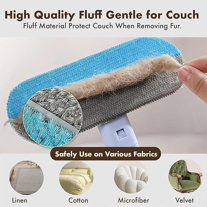【4 in 1】Pet Hair Removal Tool, Lint Cleaner for Dog & Cat Hair, Gently Effective on Furniture, Carpets, Clothing, Bedding, Cat/Dog Hair Remover with Extra Long Handle & Multi-Functional, Reusable, Washable Brush Pet Hair Removal Tool