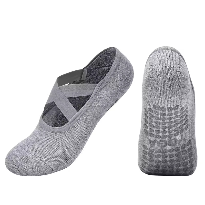 Women's Breathable Yoga Socks with Non-Slip Silicone Bands - Ideal for Pilates, Ballet Dance, Fitness, & Workout. Cotton Style.
