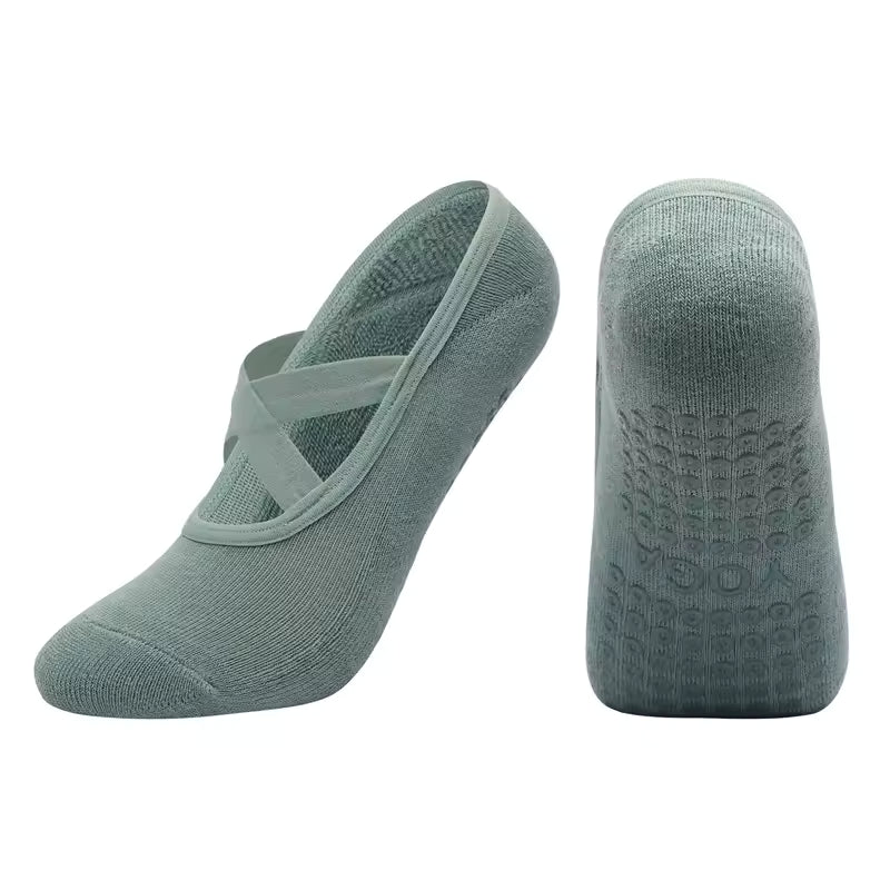 Women's Breathable Yoga Socks with Non-Slip Silicone Bands - Ideal for Pilates, Ballet Dance, Fitness, & Workout. Cotton Style.
