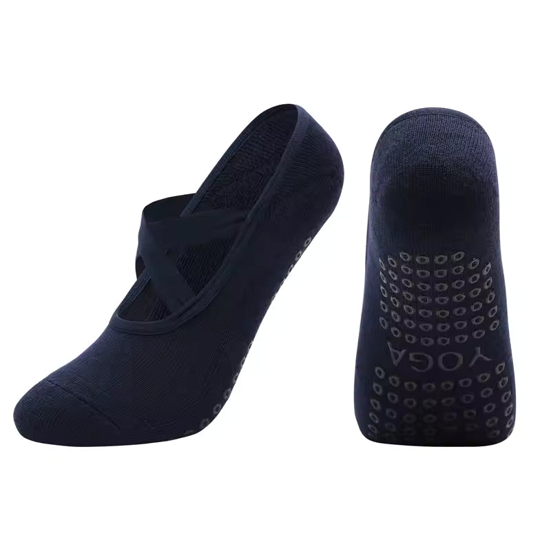 Women's Breathable Yoga Socks with Non-Slip Silicone Bands - Ideal for Pilates, Ballet Dance, Fitness, & Workout. Cotton Style.