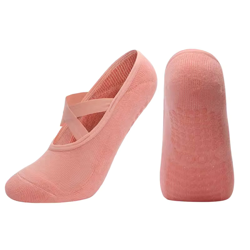 Women's Breathable Yoga Socks with Non-Slip Silicone Bands - Ideal for Pilates, Ballet Dance, Fitness, & Workout. Cotton Style.
