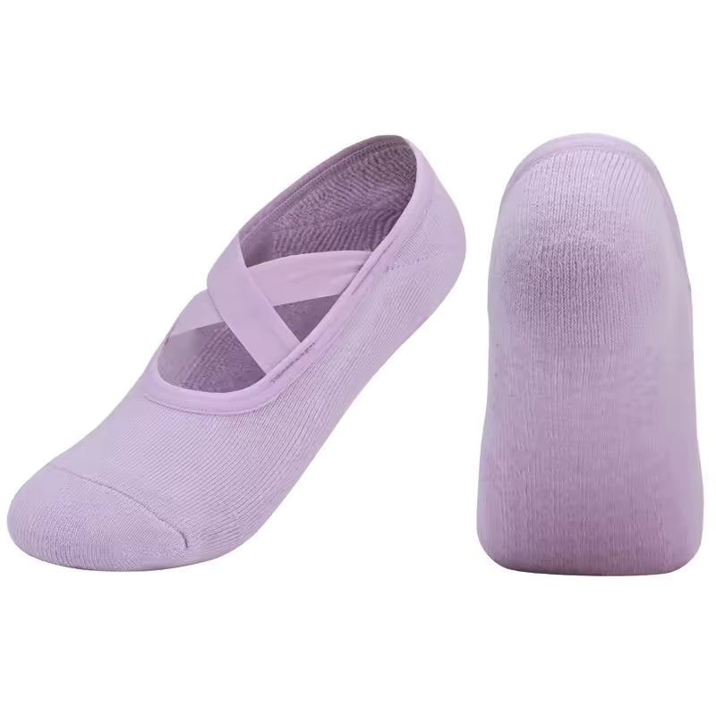 Women's Breathable Yoga Socks with Non-Slip Silicone Bands - Ideal for Pilates, Ballet Dance, Fitness, & Workout. Cotton Style.
