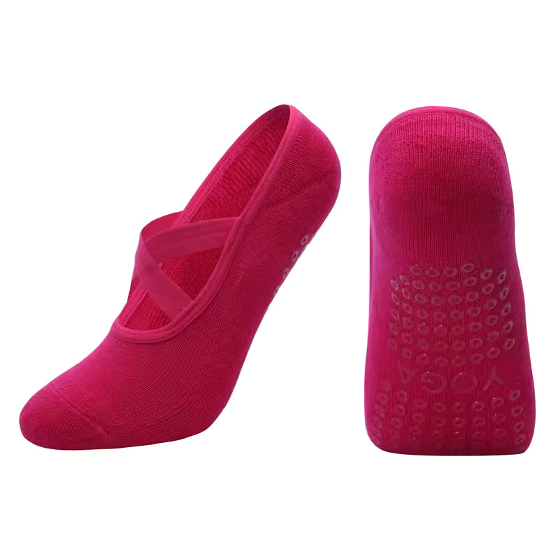 Women's Breathable Yoga Socks with Non-Slip Silicone Bands - Ideal for Pilates, Ballet Dance, Fitness, & Workout. Cotton Style.