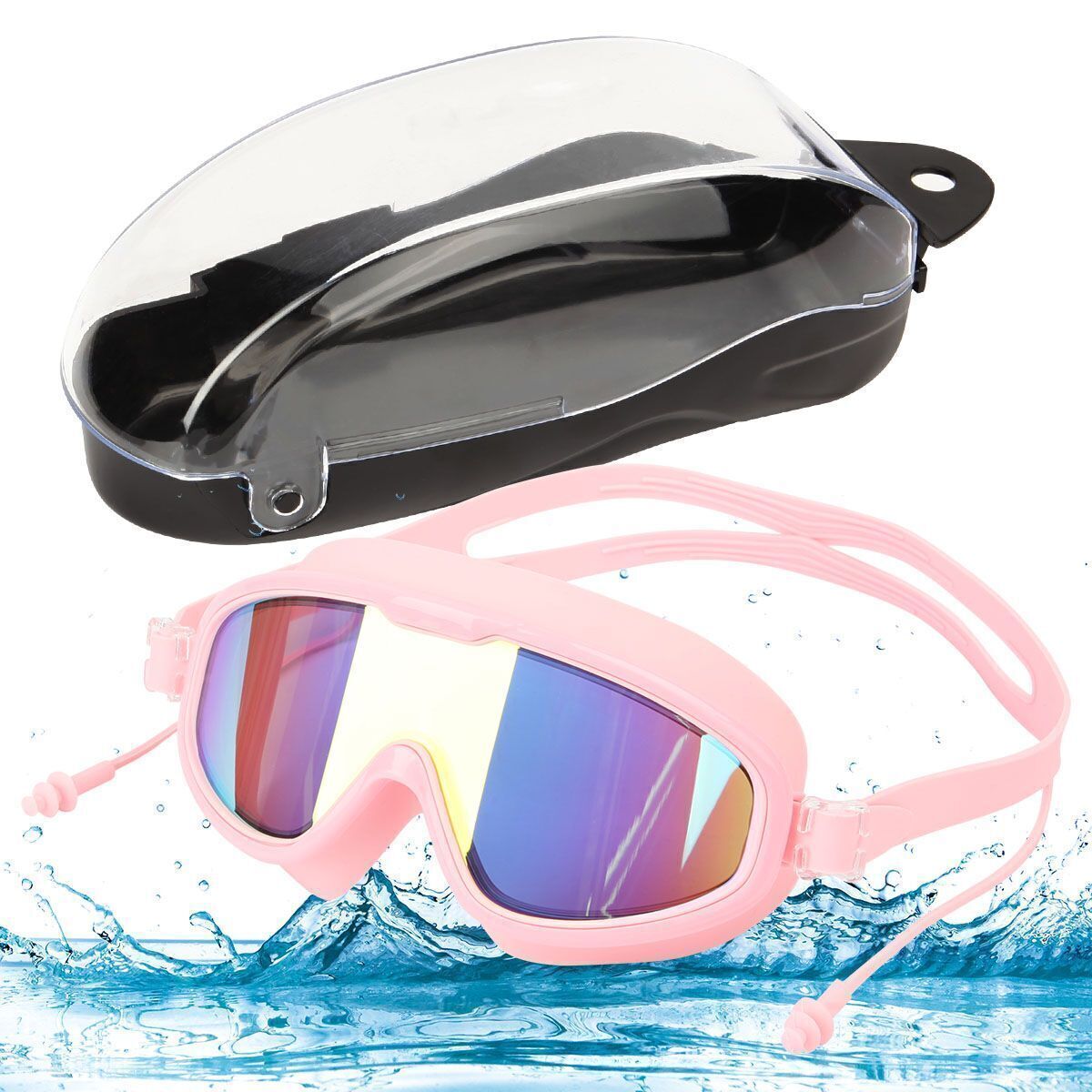 High-Performance Waterproof Swimming Goggles with UV Protection and Earplugs for Men, Women, and Kids