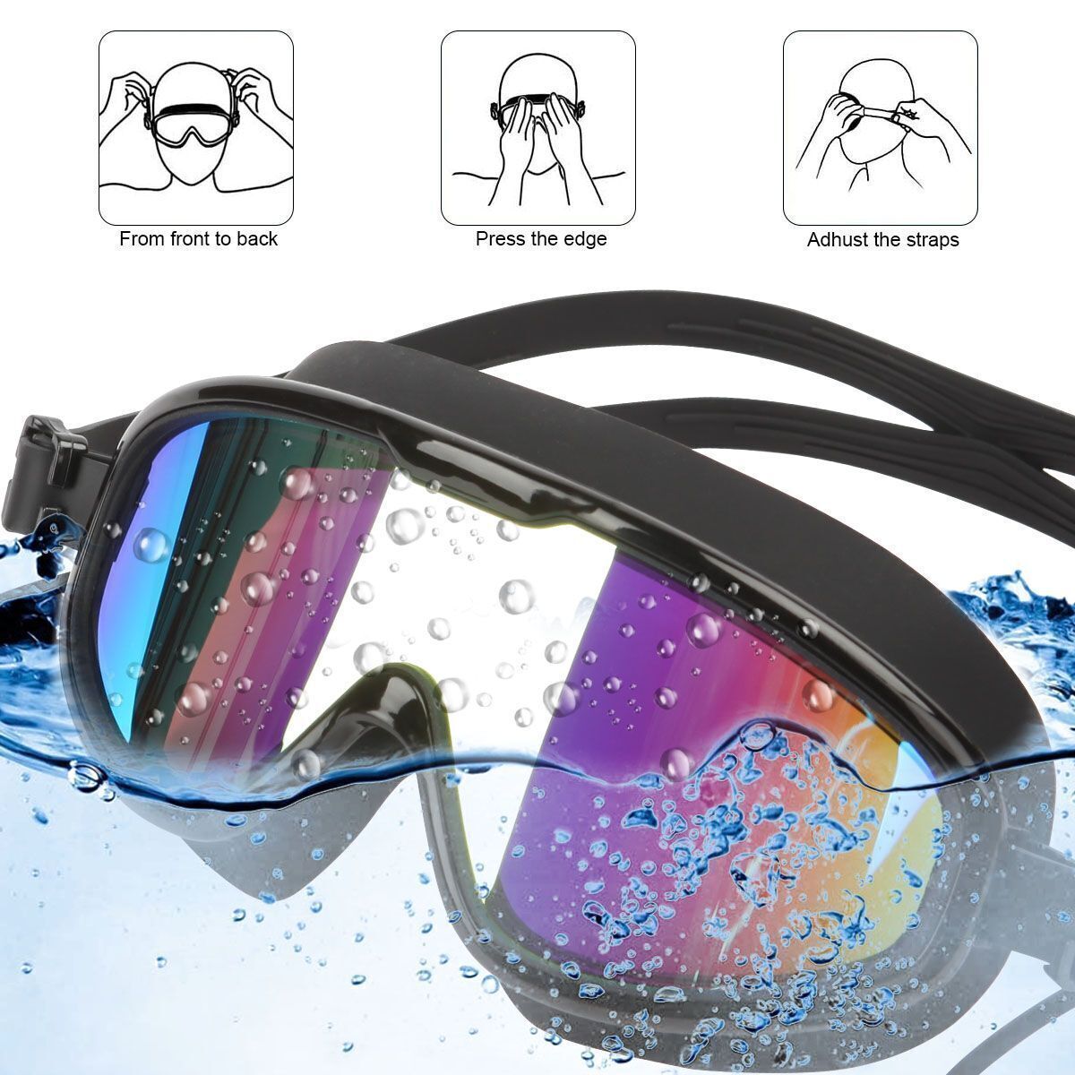 High-Performance Waterproof Swimming Goggles with UV Protection and Earplugs for Men, Women, and Kids