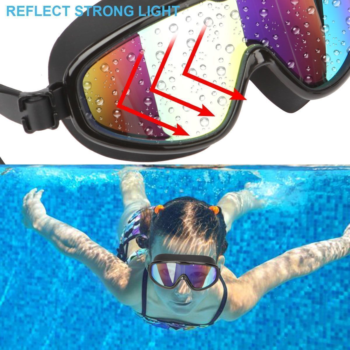 High-Performance Waterproof Swimming Goggles with UV Protection and Earplugs for Men, Women, and Kids