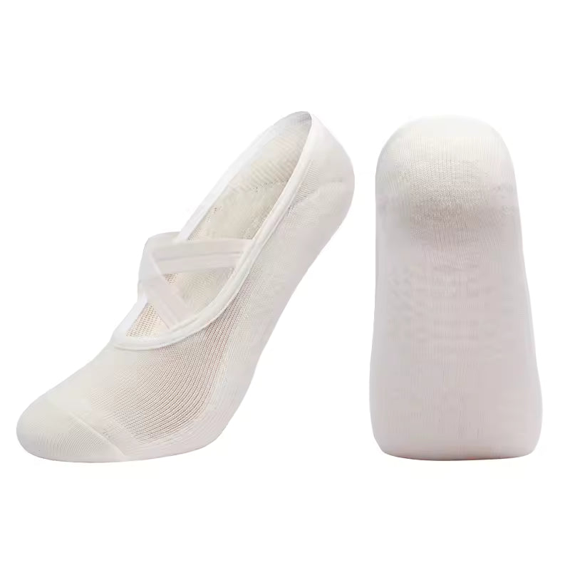 Women's Breathable Yoga Socks with Non-Slip Silicone Bands - Ideal for Pilates, Ballet Dance, Fitness, & Workout. Cotton Style.