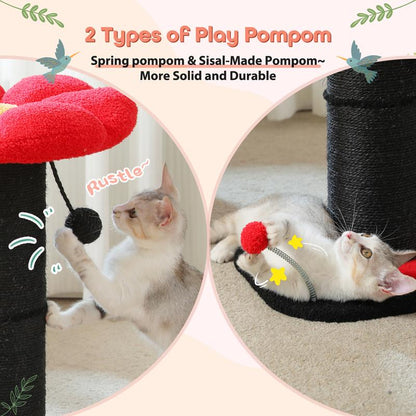 PAWZ Road 23.6-Inch Flower Cat Scratching Post, Cat Scratcher for Indoor Cats with Thick Scratching Post [Dia=5.5 Inches]