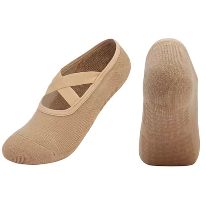 Women's Breathable Yoga Socks with Non-Slip Silicone Bands - Ideal for Pilates, Ballet Dance, Fitness, & Workout. Cotton Style.