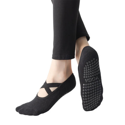Women's Breathable Yoga Socks with Non-Slip Silicone Bands - Ideal for Pilates, Ballet Dance, Fitness, & Workout. Cotton Style.