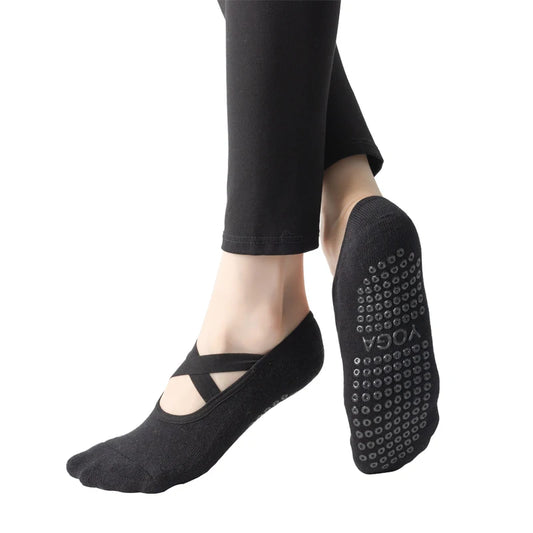 Women's Breathable Yoga Socks with Non-Slip Silicone Bands - Ideal for Pilates, Ballet Dance, Fitness, & Workout. Cotton Style.