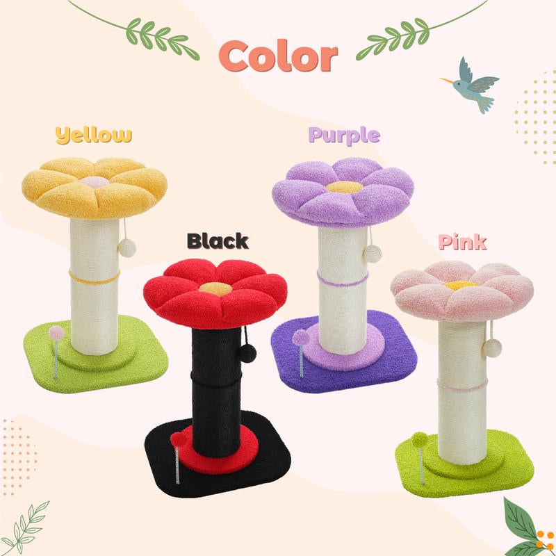 PAWZ Road 23.6-Inch Flower Cat Scratching Post, Cat Scratcher for Indoor Cats with Thick Scratching Post [Dia=5.5 Inches]