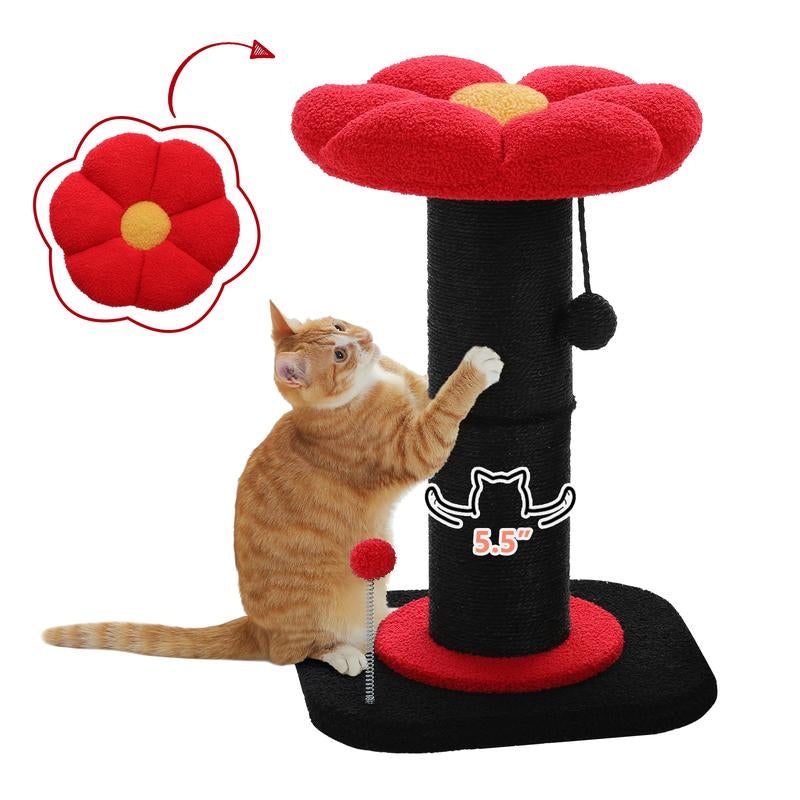 PAWZ Road 23.6-Inch Flower Cat Scratching Post, Cat Scratcher for Indoor Cats with Thick Scratching Post [Dia=5.5 Inches]