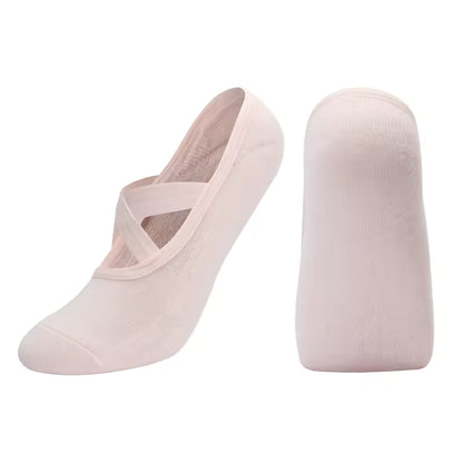 Women's Breathable Yoga Socks with Non-Slip Silicone Bands - Ideal for Pilates, Ballet Dance, Fitness, & Workout. Cotton Style.